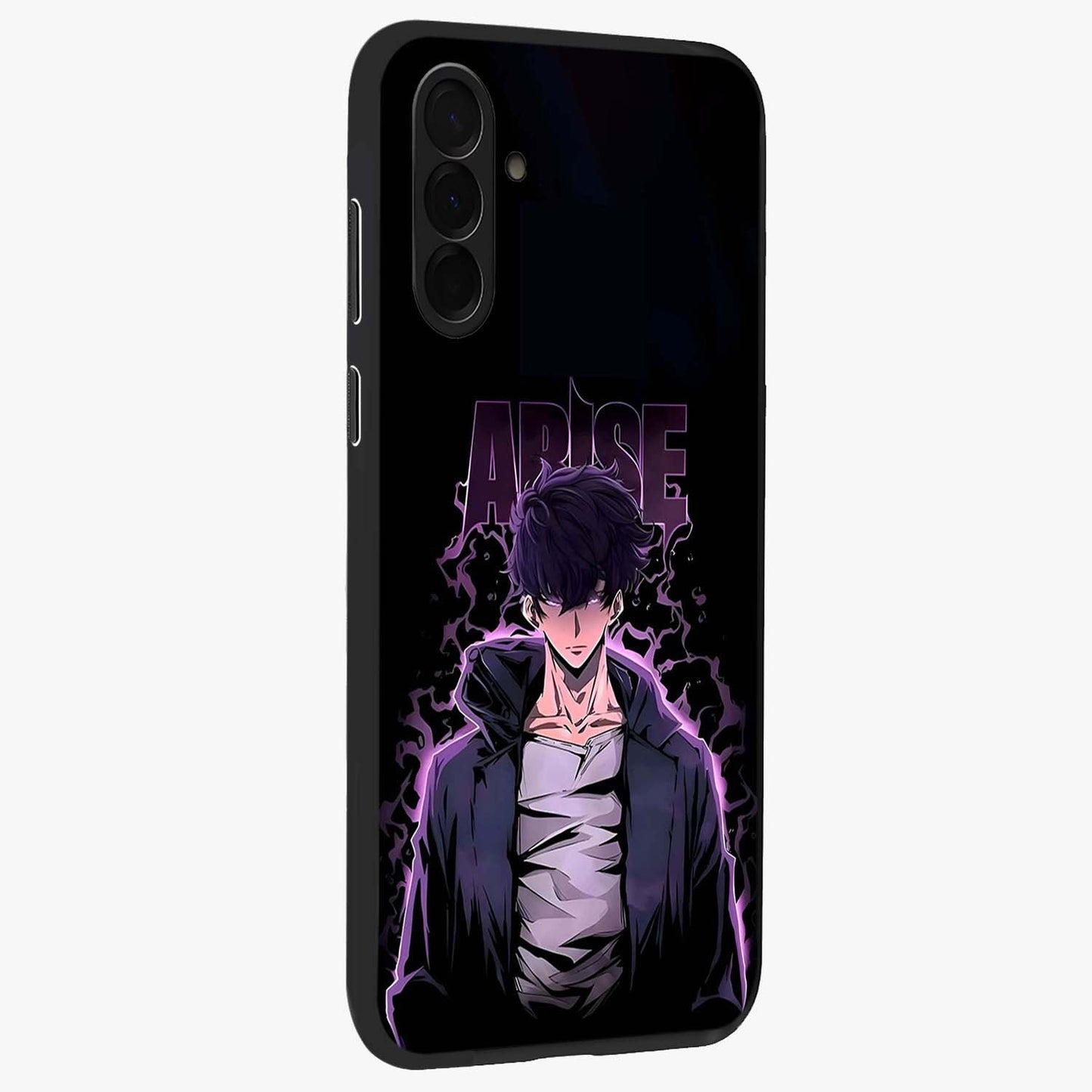 Shadow Monarch Awakening Glass Case upright view showcasing bold monarch artwork with mystical awakening theme.