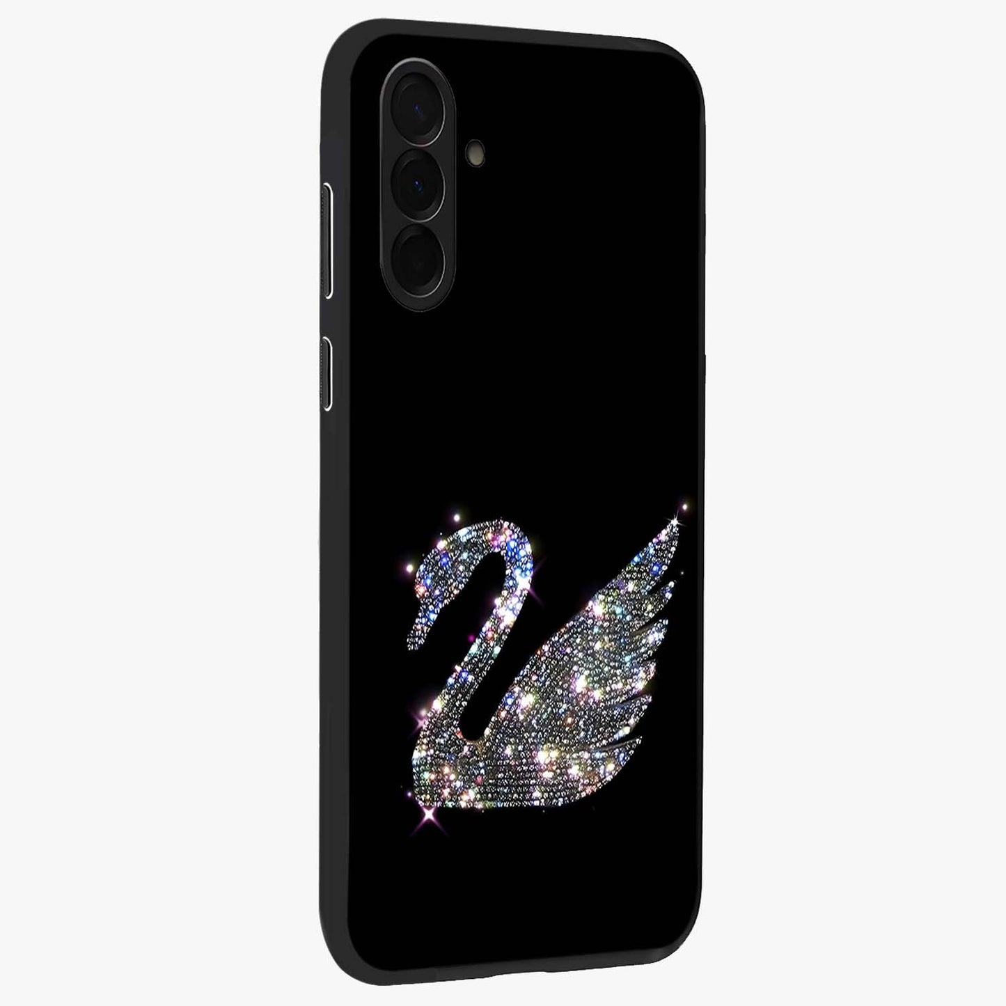 Starlit Swan Grace Glass Case upright view showcasing beautiful swan artwork with peaceful night themed design.