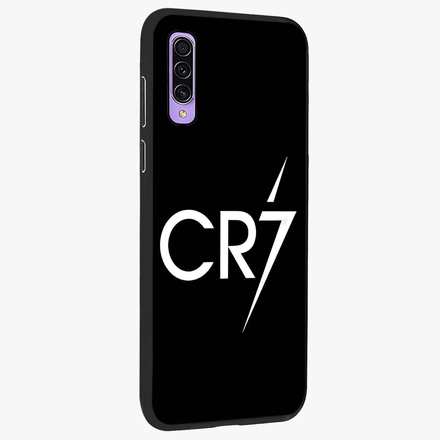 Cr7 Elite Strike Glass Case upright view showcasing energetic football inspired design with modern sports aesthetic.
