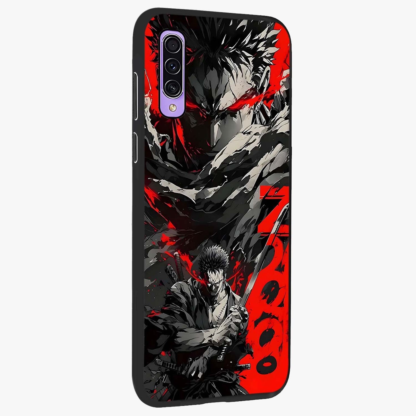 Demon Sword Resolve Glass Case upright view showcasing dramatic warrior artwork with intense battle theme.