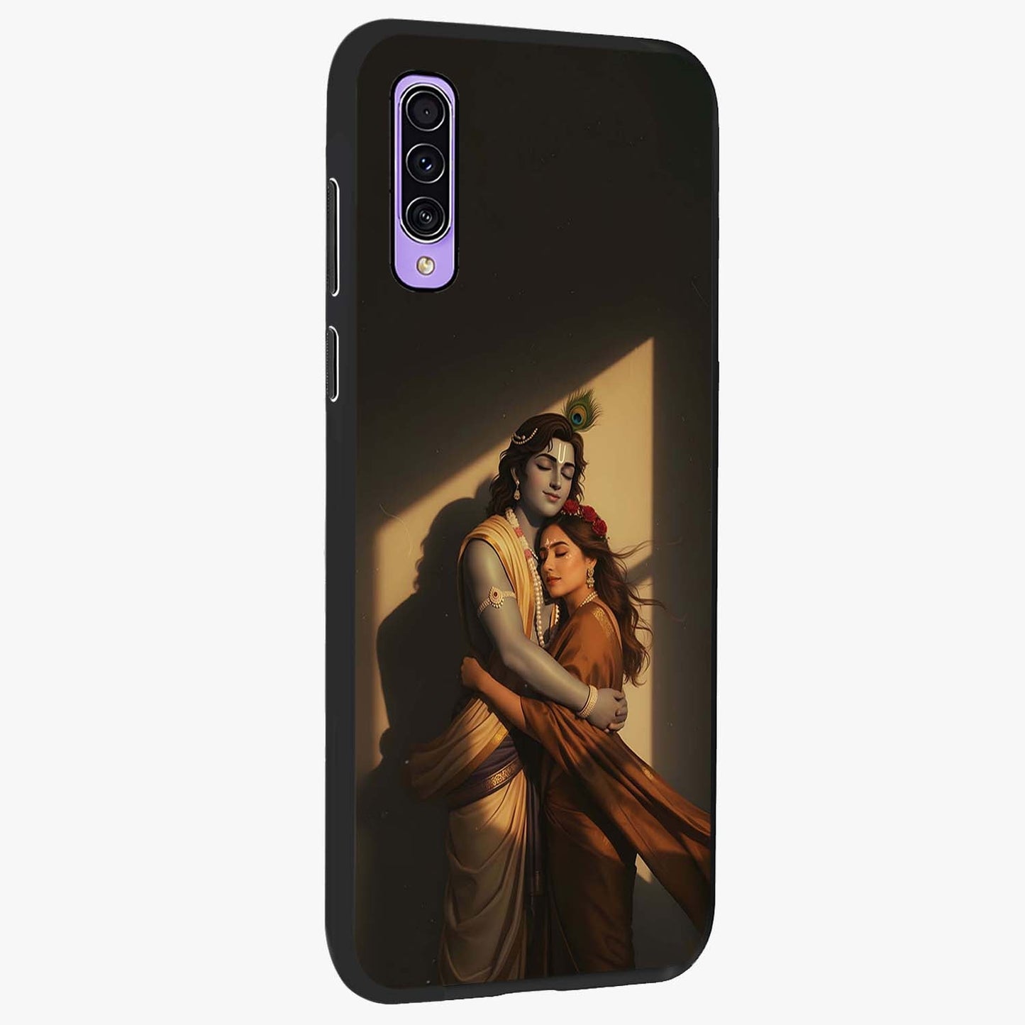 Divine Eternal Love Glass Case upright view showcasing graceful spiritual artwork with eternal love theme.