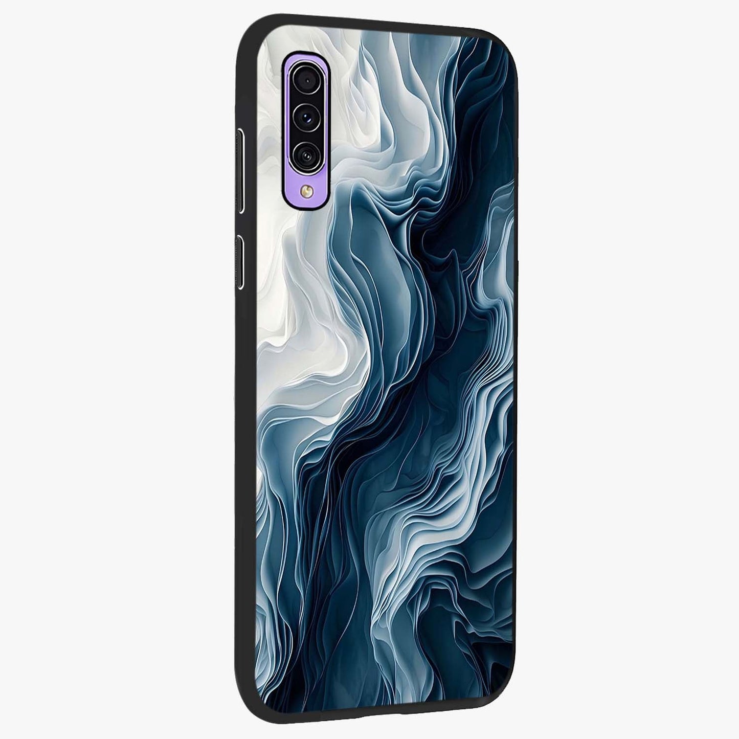 Ethereal Paper Marble Glass Case upright view showcasing smooth marble artwork with refined minimalist theme.