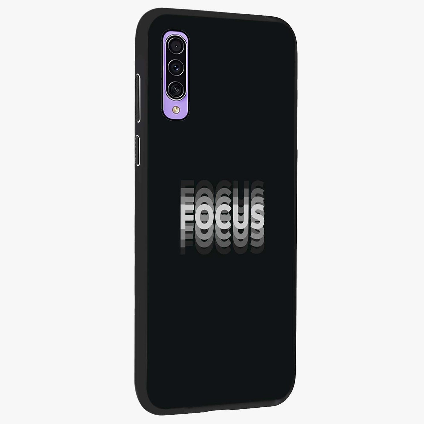 Focused Blade Discipline Glass Case upright view showcasing strong typography statement with sleek motivational theme.