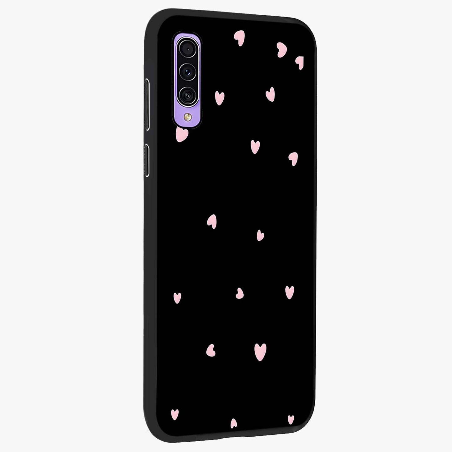 Pink Love Drops Glass Case upright view showcasing charming heart drop artwork with romantic playful theme.