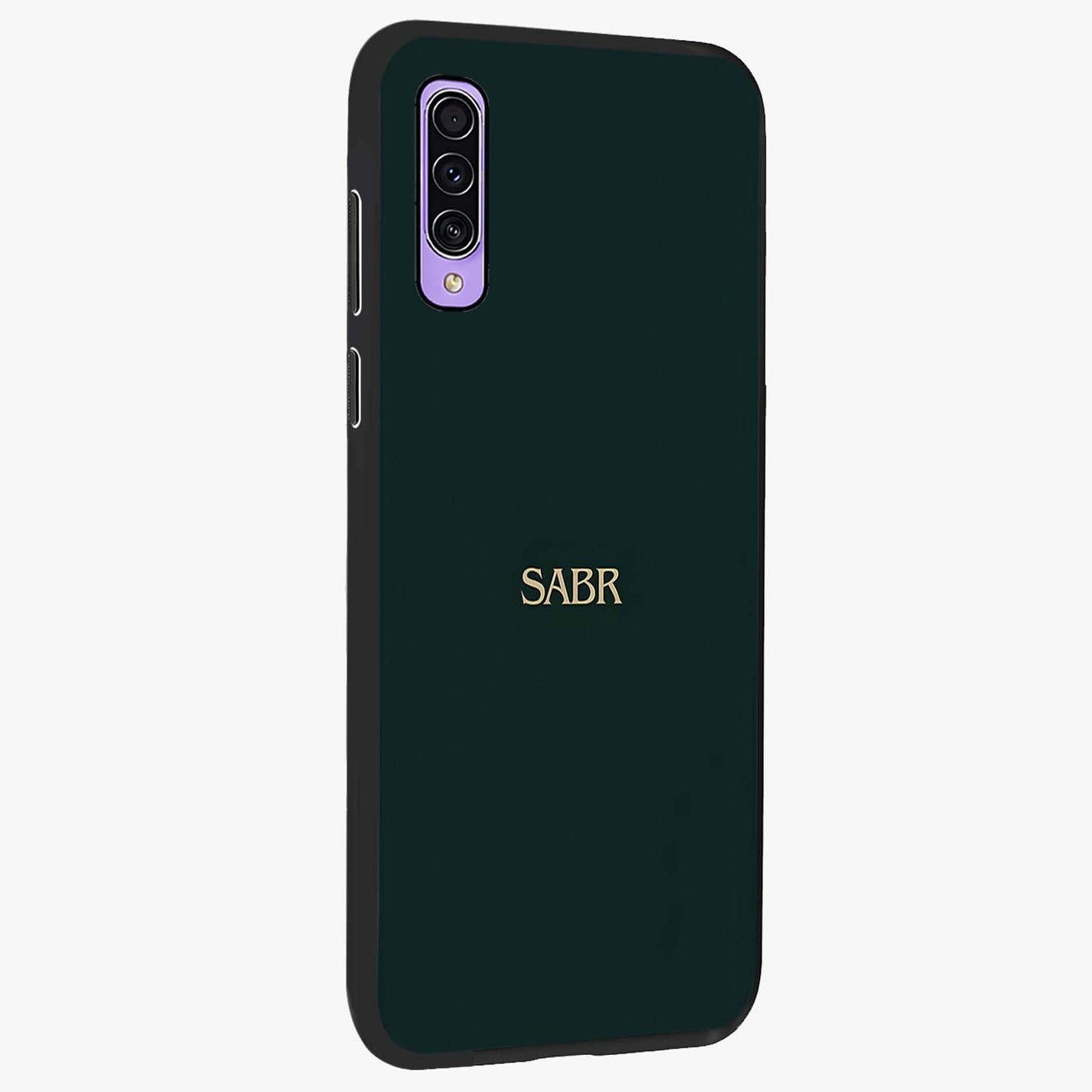 Sabr Minimal Patience Glass Case upright view showcasing calm minimalist artwork with motivational patience theme.