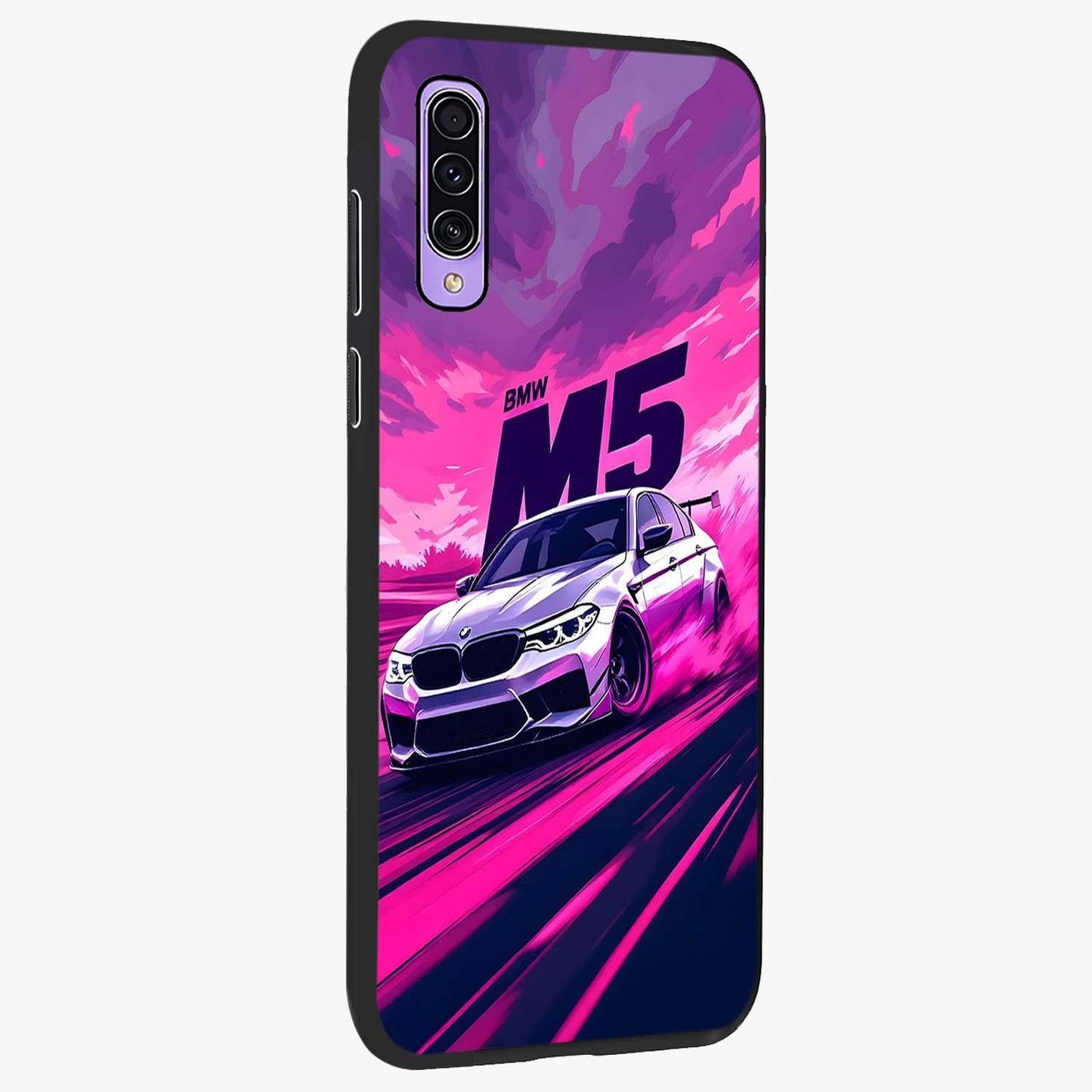 Velocity Drift Pulse Glass Case upright view showcasing powerful racing artwork with energetic motorsport theme.