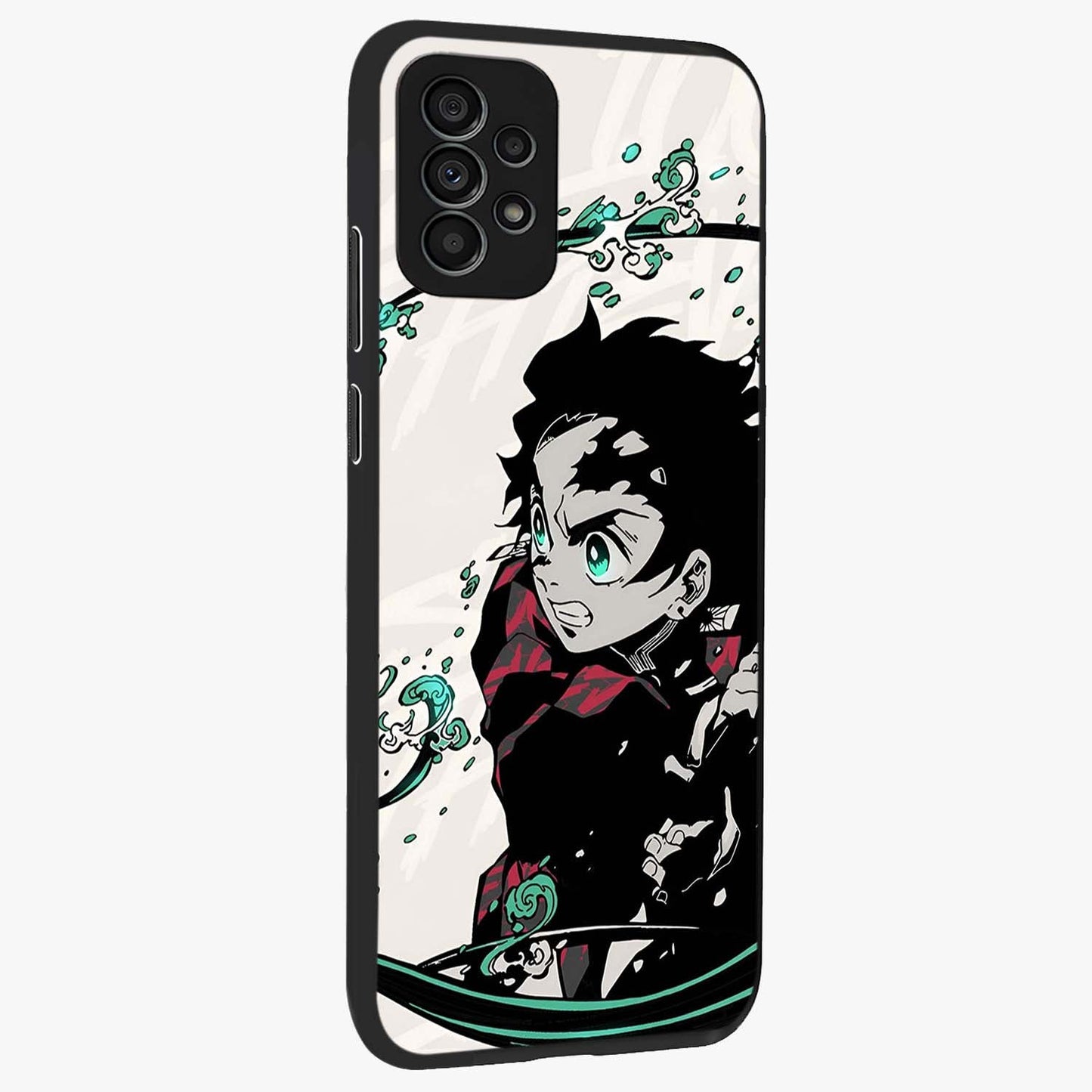 Demon Slayer Glass Case upright view showcasing powerful anime artwork with intense warrior theme.