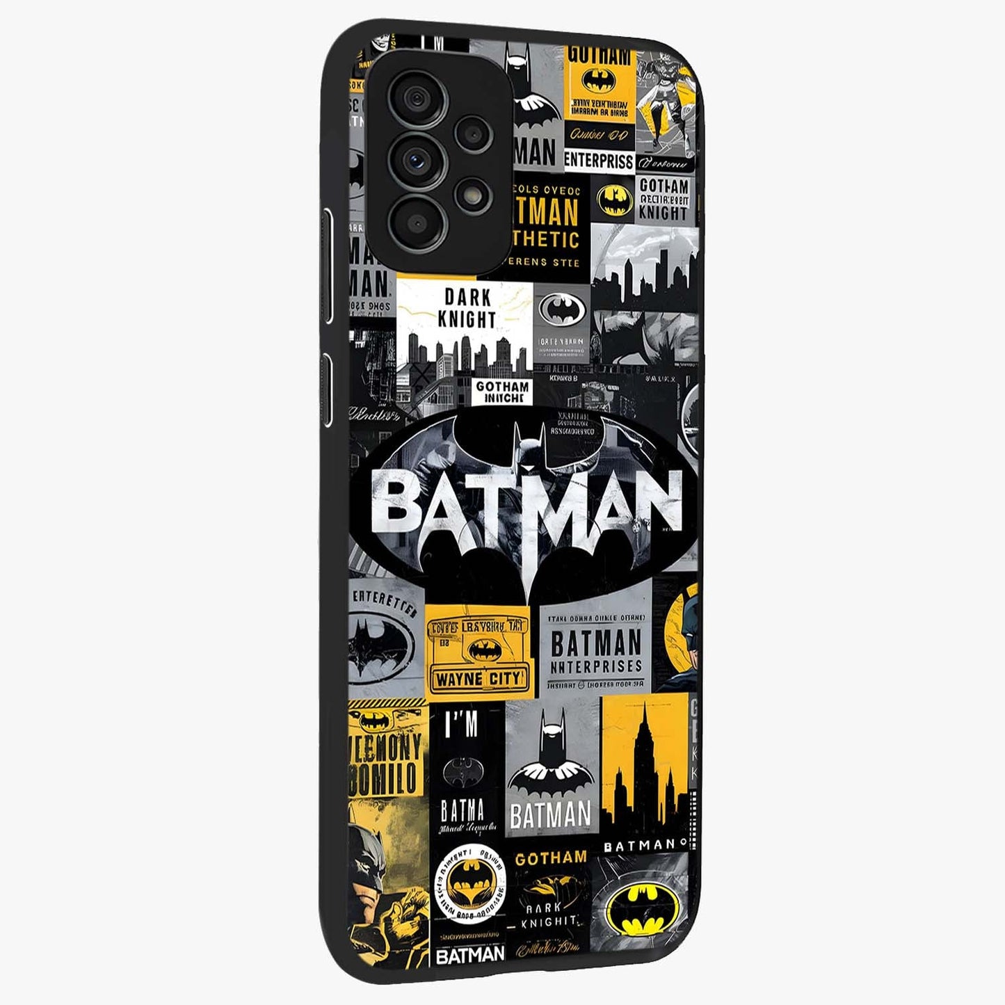 Knight Gotham Rise Glass Case upright view showcasing bold vigilante themed artwork with gothic city vibe.