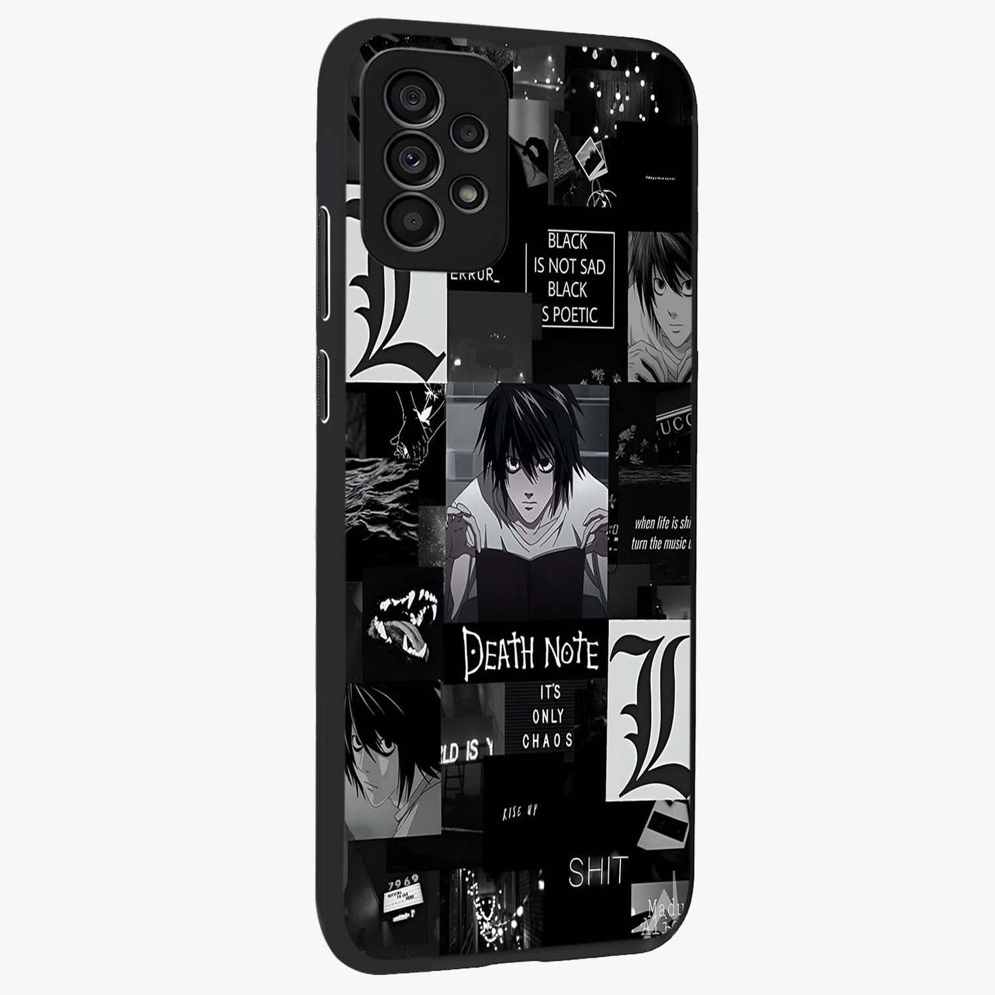 Midnight Chaos Mind Glass Case upright view showcasing expressive abstract artwork with bold dark theme.