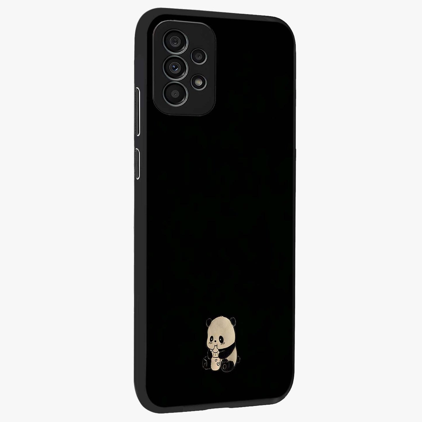 Midnight Panda Love Glass Case upright view showcasing charming panda artwork with playful romantic theme.
