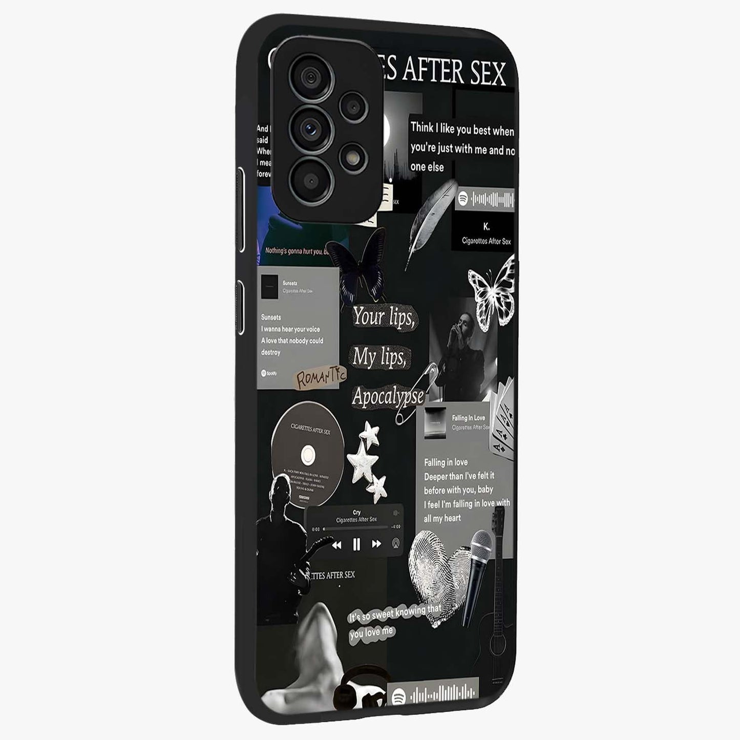 Midnight Love Echo Glass Case upright view showcasing expressive romantic artwork with dreamy midnight theme.