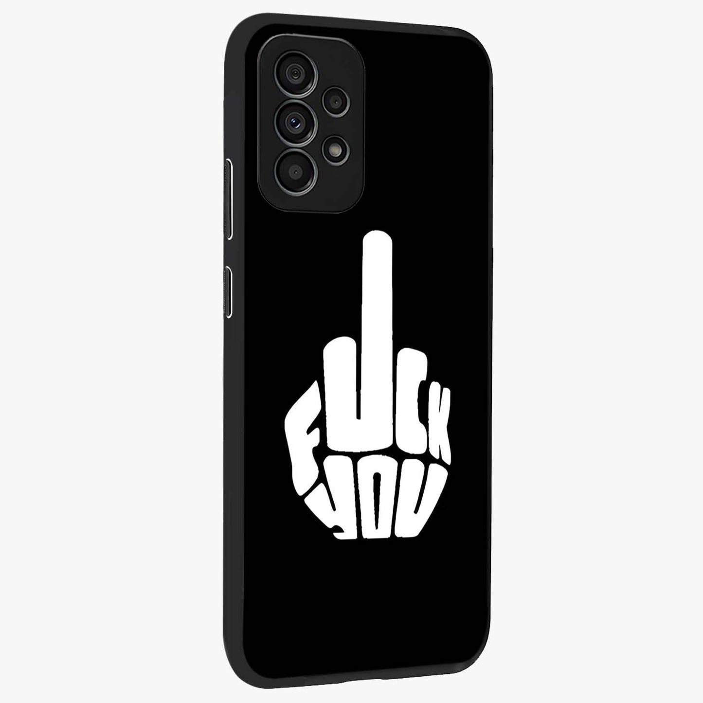 Rebel Mode On Glass Case upright view showcasing striking statement artwork with bold rebellious theme.
