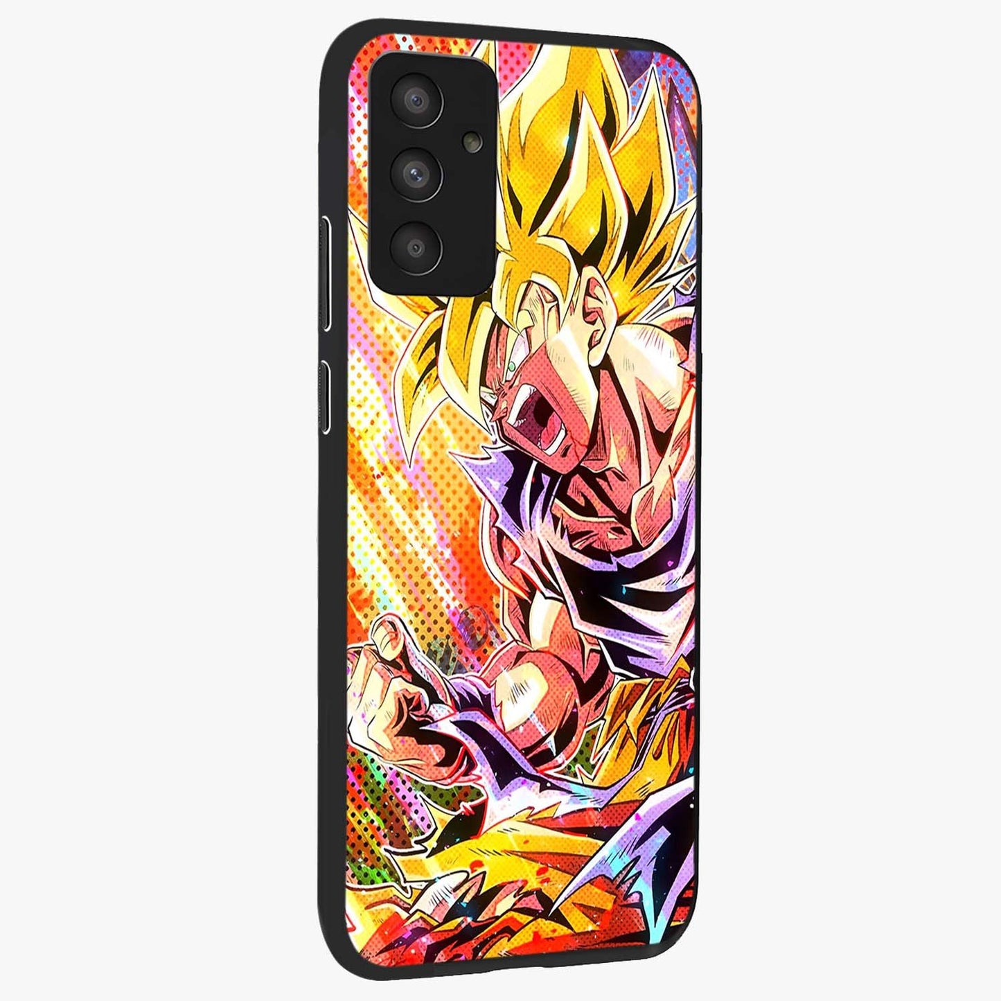 Firing Goku Glass Case upright view showcasing energetic anime artwork with bold warrior theme.