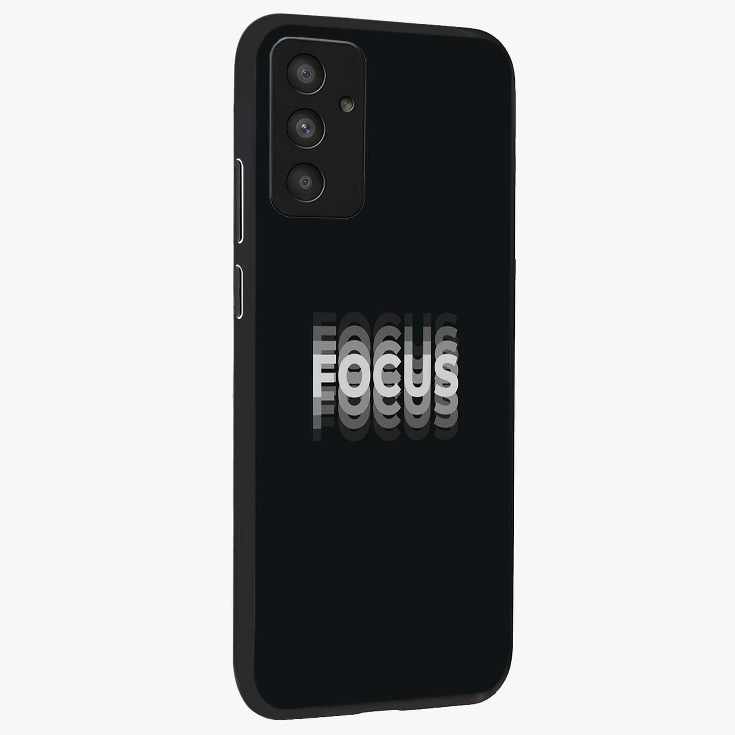 Focused Blade Discipline Glass Case upright view showcasing strong typography statement with sleek motivational theme.