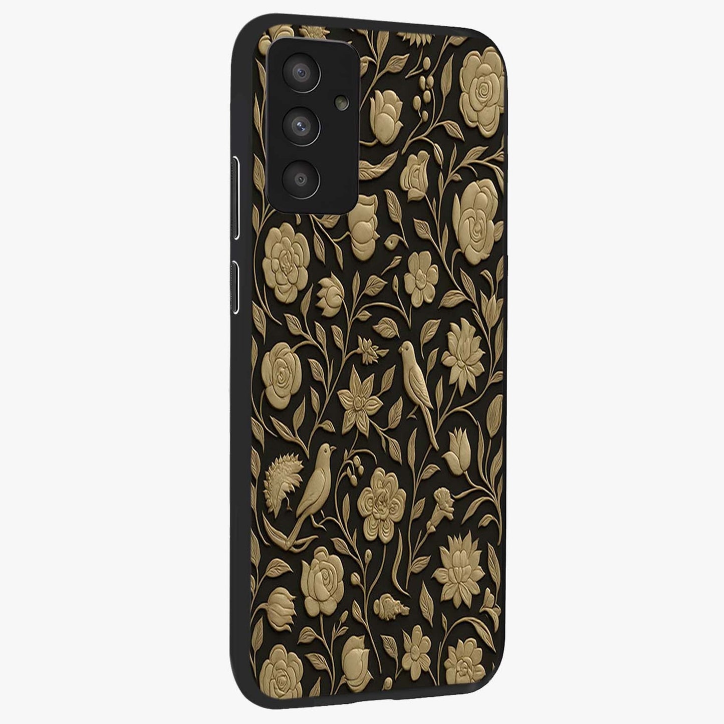 Golden Evil Eye Mandala Glass Case upright view showcasing decorative evil eye mandala artwork with spiritual aesthetic style.