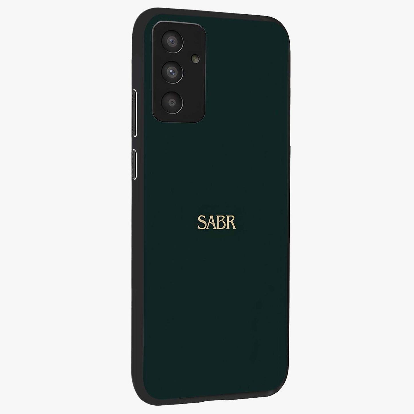 Sabr Minimal Patience Glass Case upright view showcasing calm minimalist artwork with motivational patience theme.