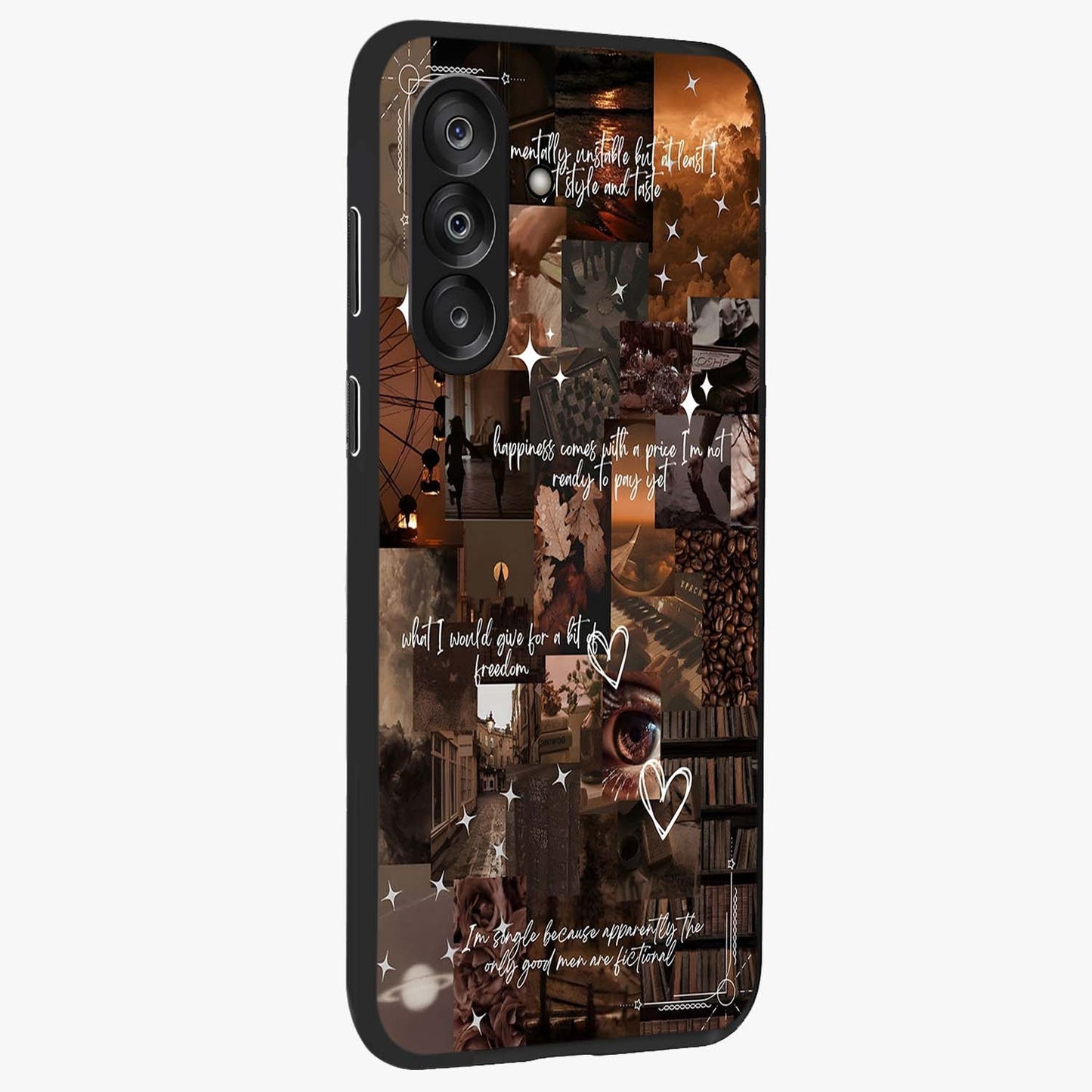 Bittersweet Aesthetic Chaos Glass Case upright view showcasing bold artistic chaos design with modern aesthetic style.