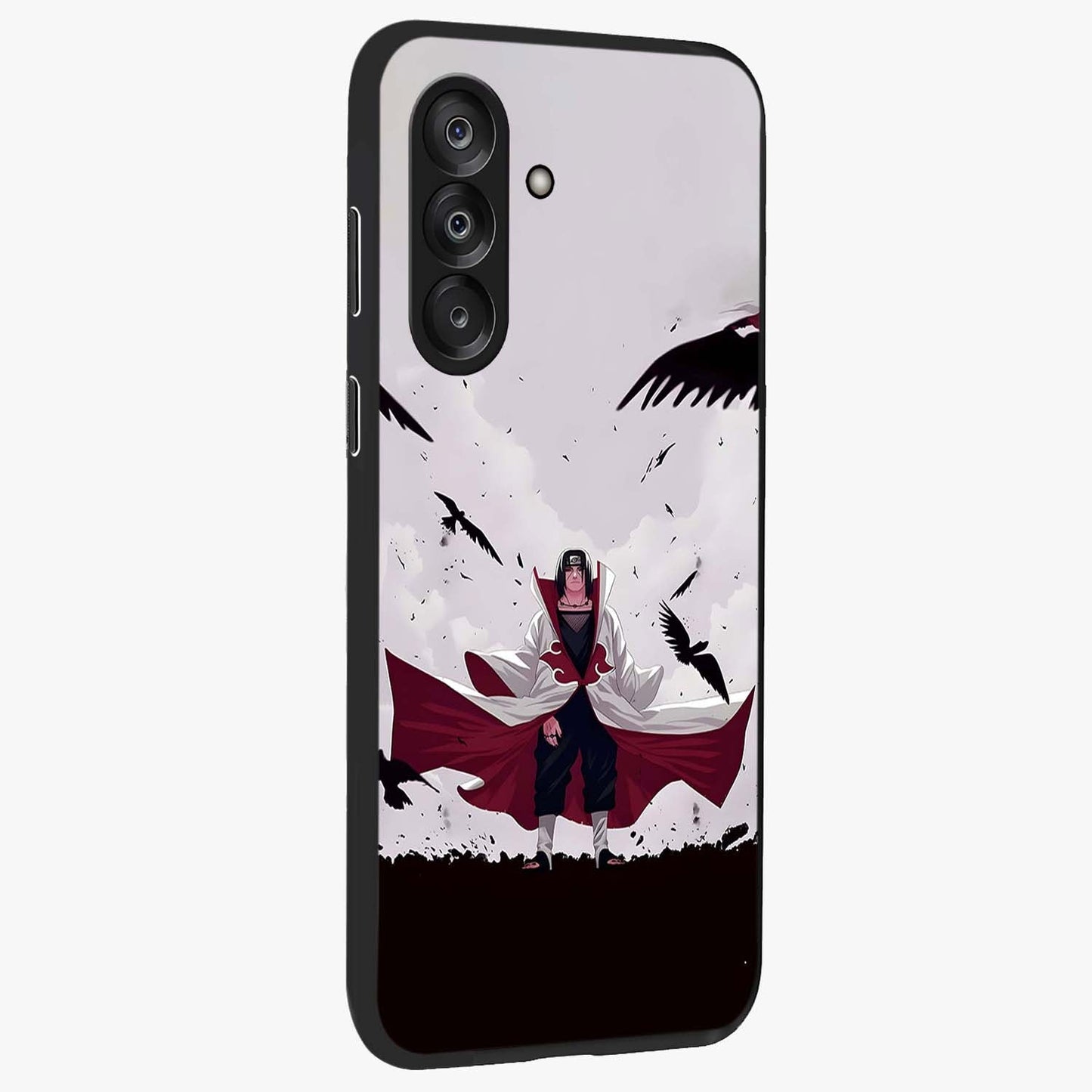 Crimson Crow Ascension Glass Case upright view showcasing dramatic crow artwork with bold gothic theme.