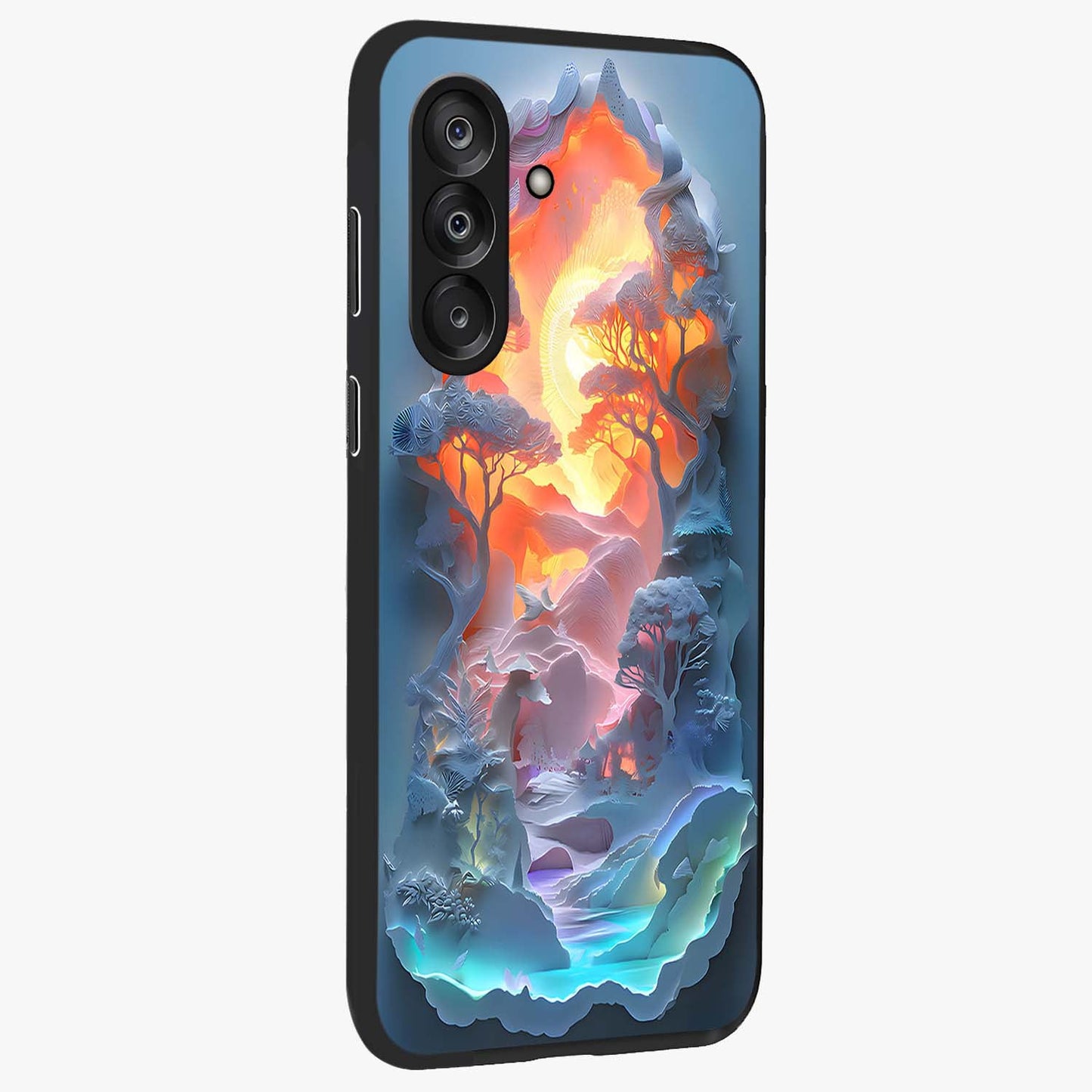 Glow Forest Portal Glass Case upright view showcasing enchanted forest portal artwork with fantasy nature theme.
