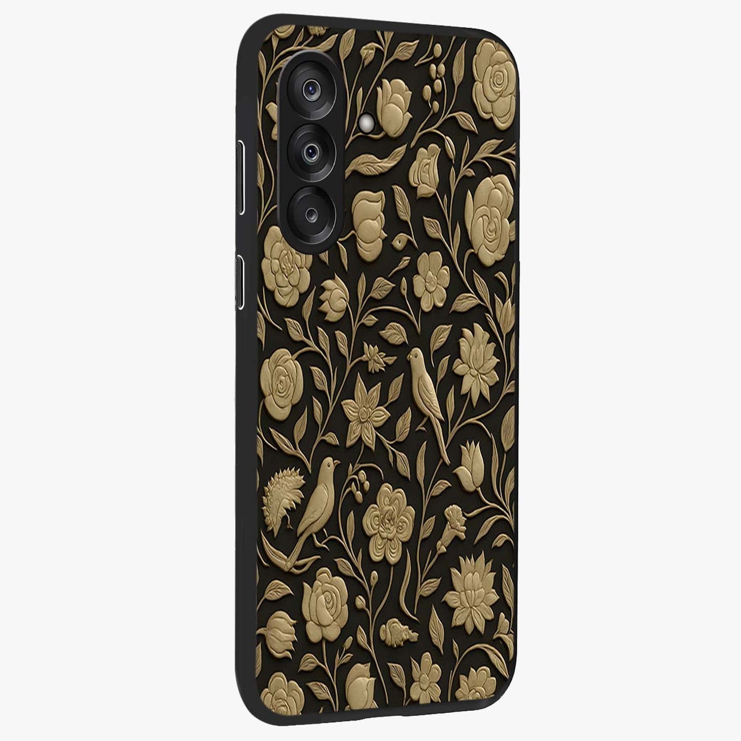 Golden Evil Eye Mandala Glass Case upright view showcasing decorative evil eye mandala artwork with spiritual aesthetic style.