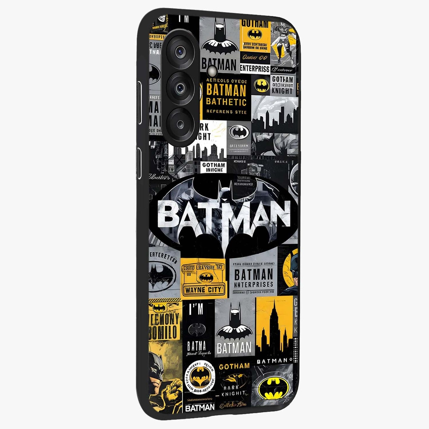 Knight Gotham Rise Glass Case upright view showcasing bold vigilante themed artwork with gothic city vibe.