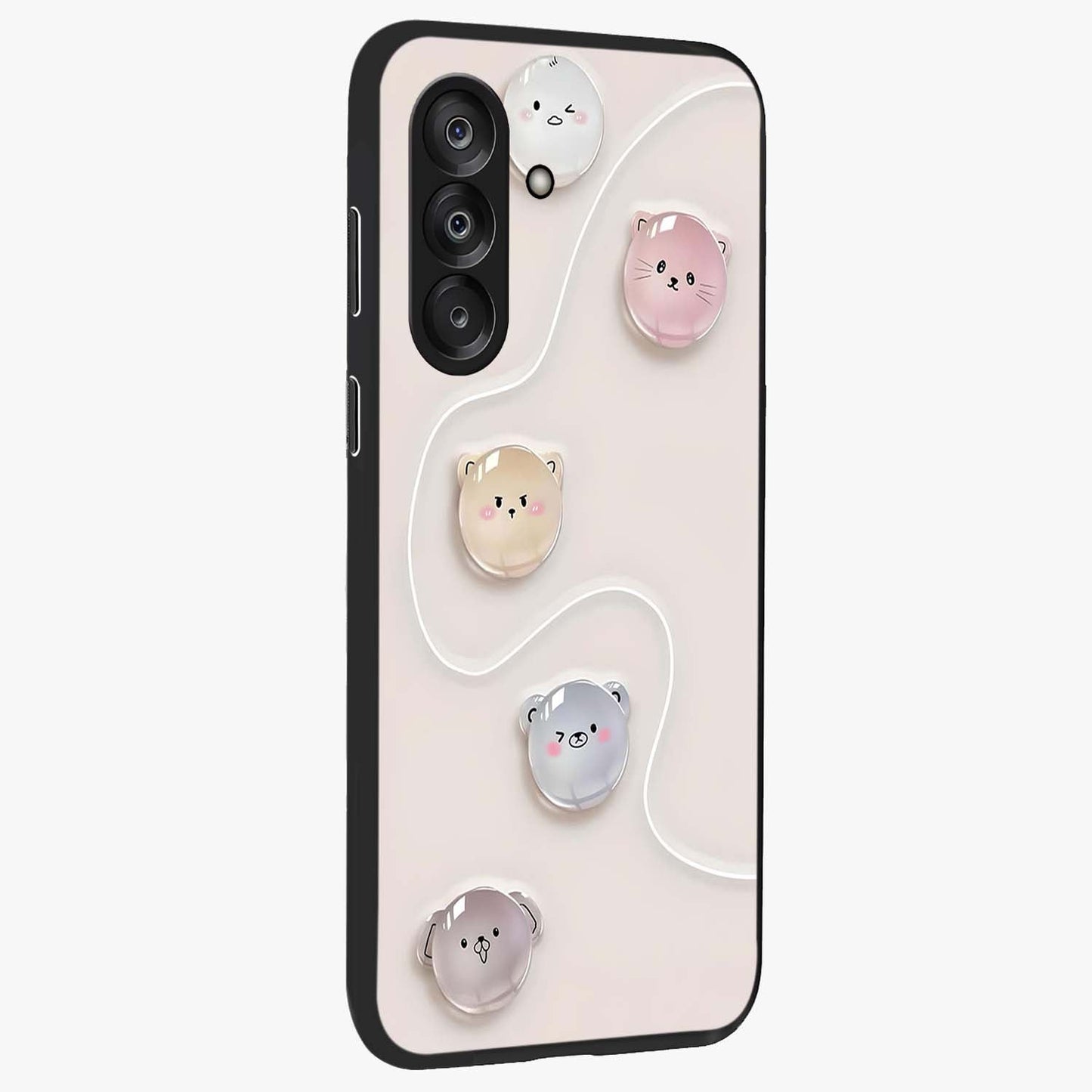 Puffy Face Parade Glass Case upright view showcasing adorable character artwork with cheerful animated theme.