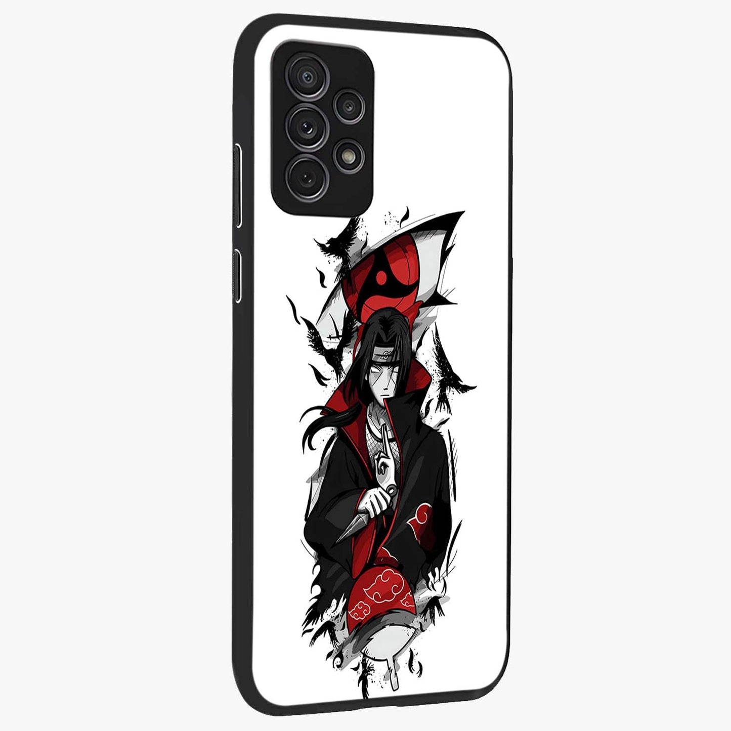 Itachi Limited Edition Naruto Anime Glass Case upright view showcasing intense anime artwork with powerful character theme.
