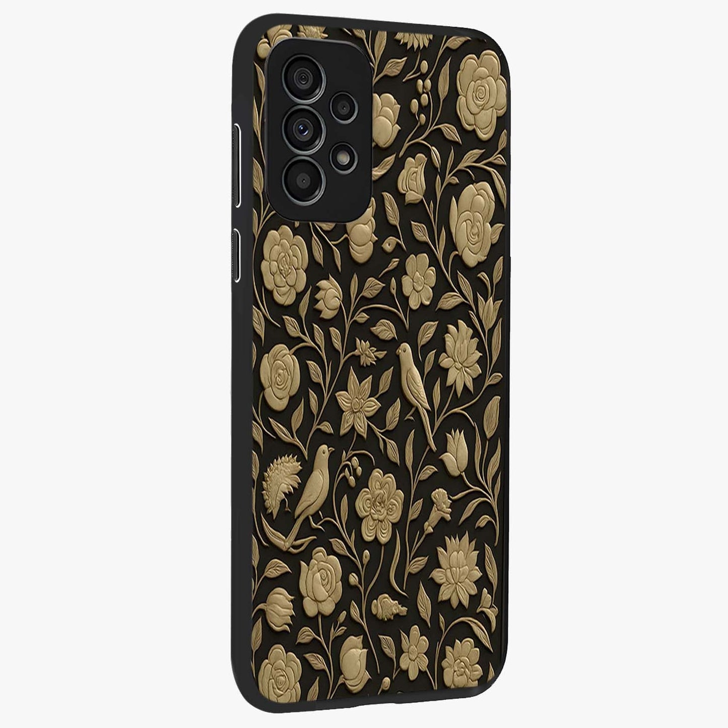 Golden Evil Eye Mandala Glass Case upright view showcasing decorative evil eye mandala artwork with spiritual aesthetic style.