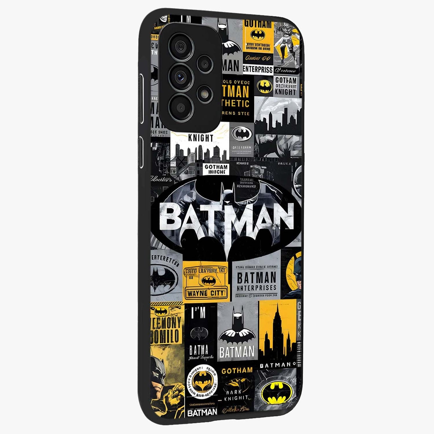 Knight Gotham Rise Glass Case upright view showcasing bold vigilante themed artwork with gothic city vibe.