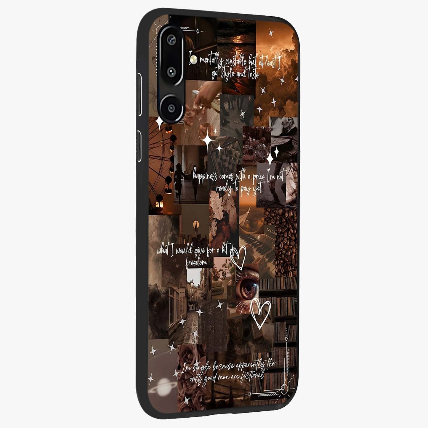 Bittersweet Aesthetic Chaos Glass Case upright view showcasing bold artistic chaos design with modern aesthetic style.