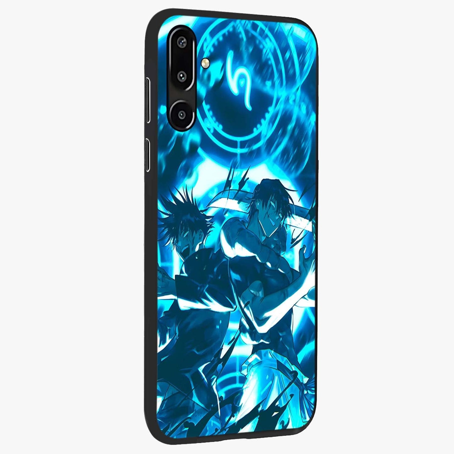 Cursed Energy Clash Glass Case upright view showcasing dramatic clash artwork with bold supernatural theme.