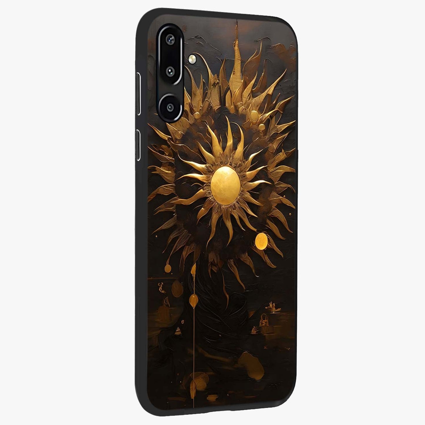 Golden Sun Majesty Glass Case upright view showcasing haunting graveyard artwork with dramatic dark theme.