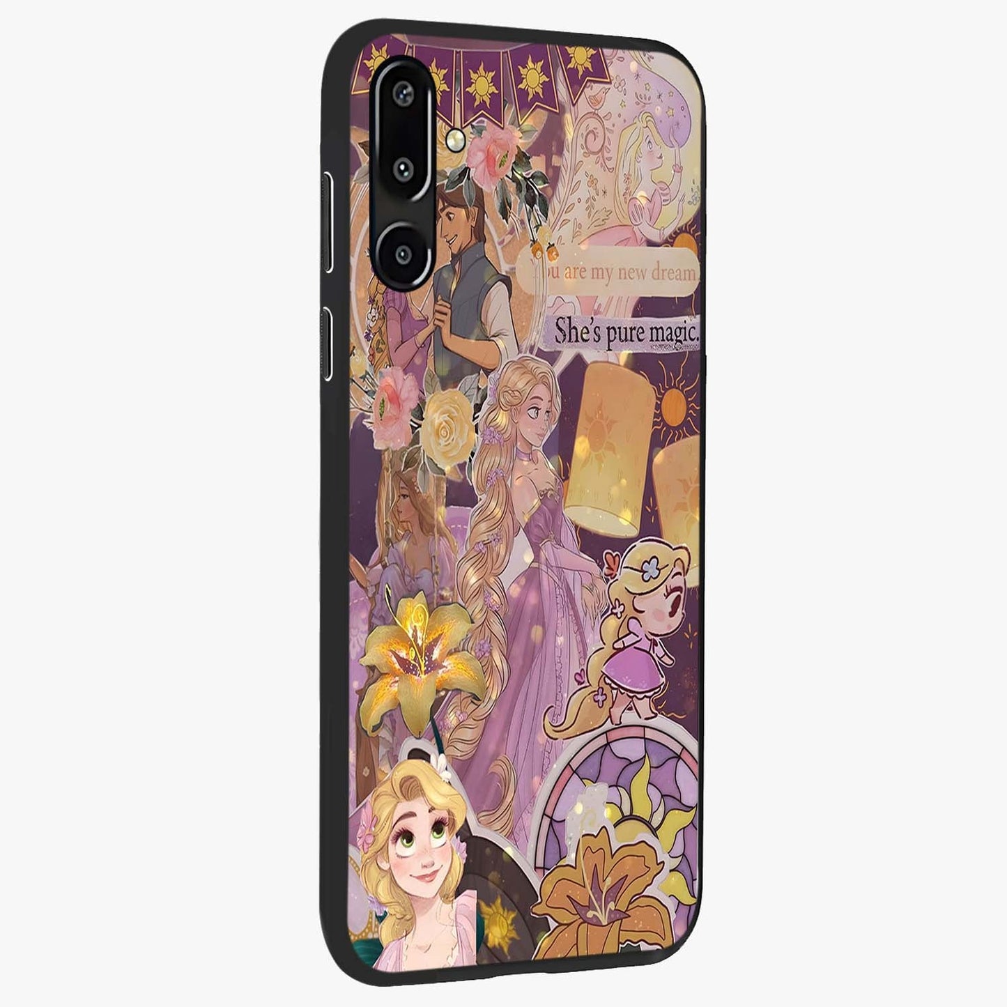 Magical Tangled Dream Glass Case upright view showcasing enchanting artistic artwork with dreamy fantasy theme.