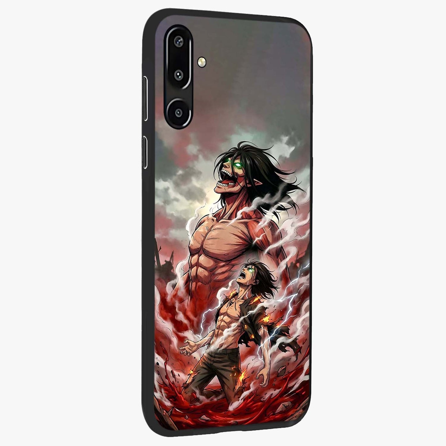 Titan Awakening Fury Glass Case upright view showcasing intense titan artwork with epic fantasy theme.