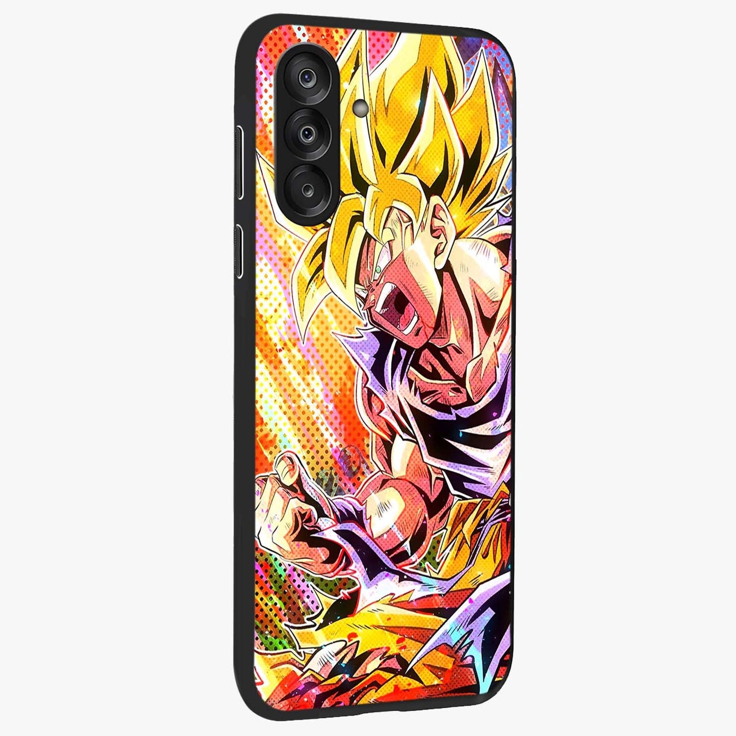Firing Goku Glass Case upright view showcasing energetic anime artwork with bold warrior theme.