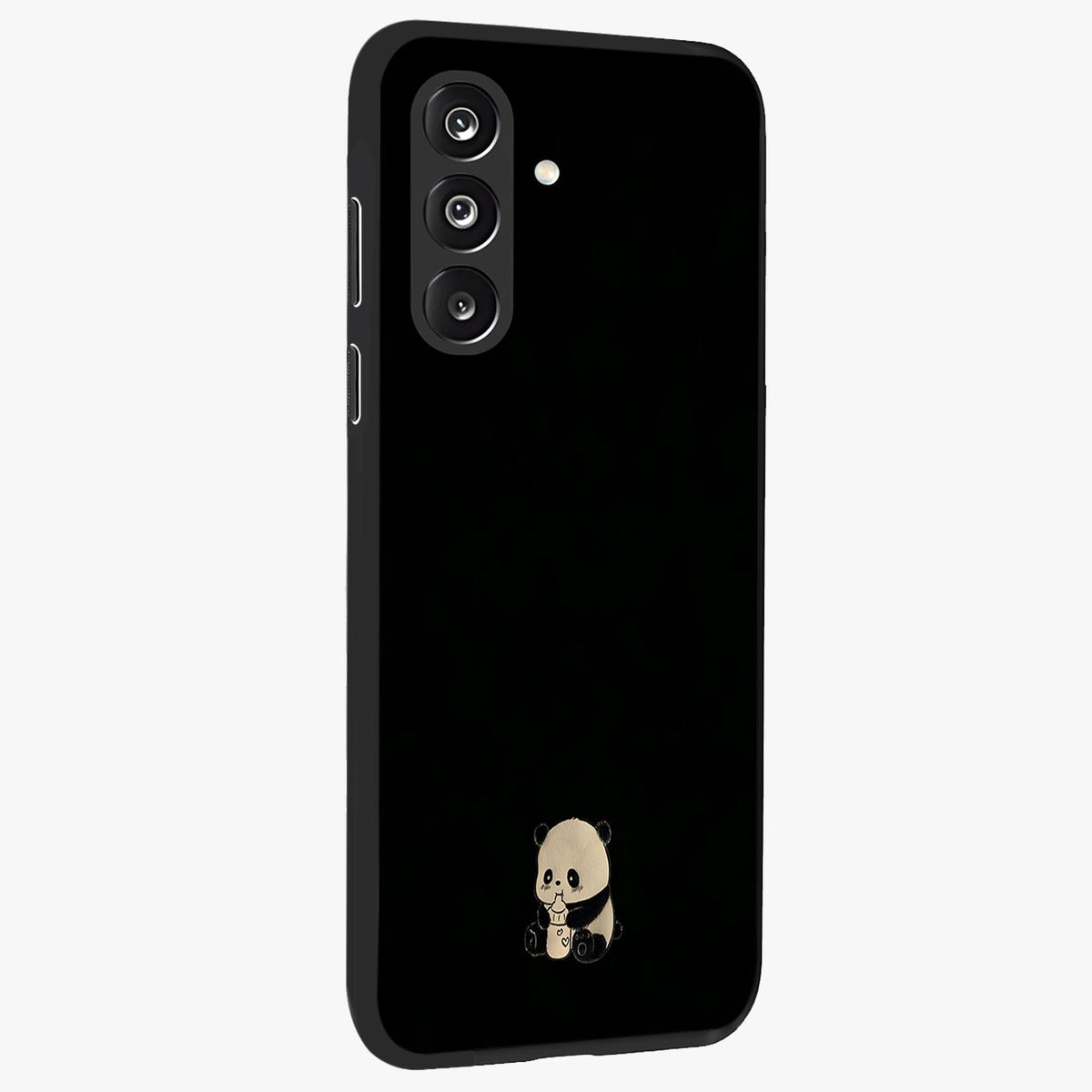 Midnight Panda Love Glass Case upright view showcasing charming panda artwork with playful romantic theme.