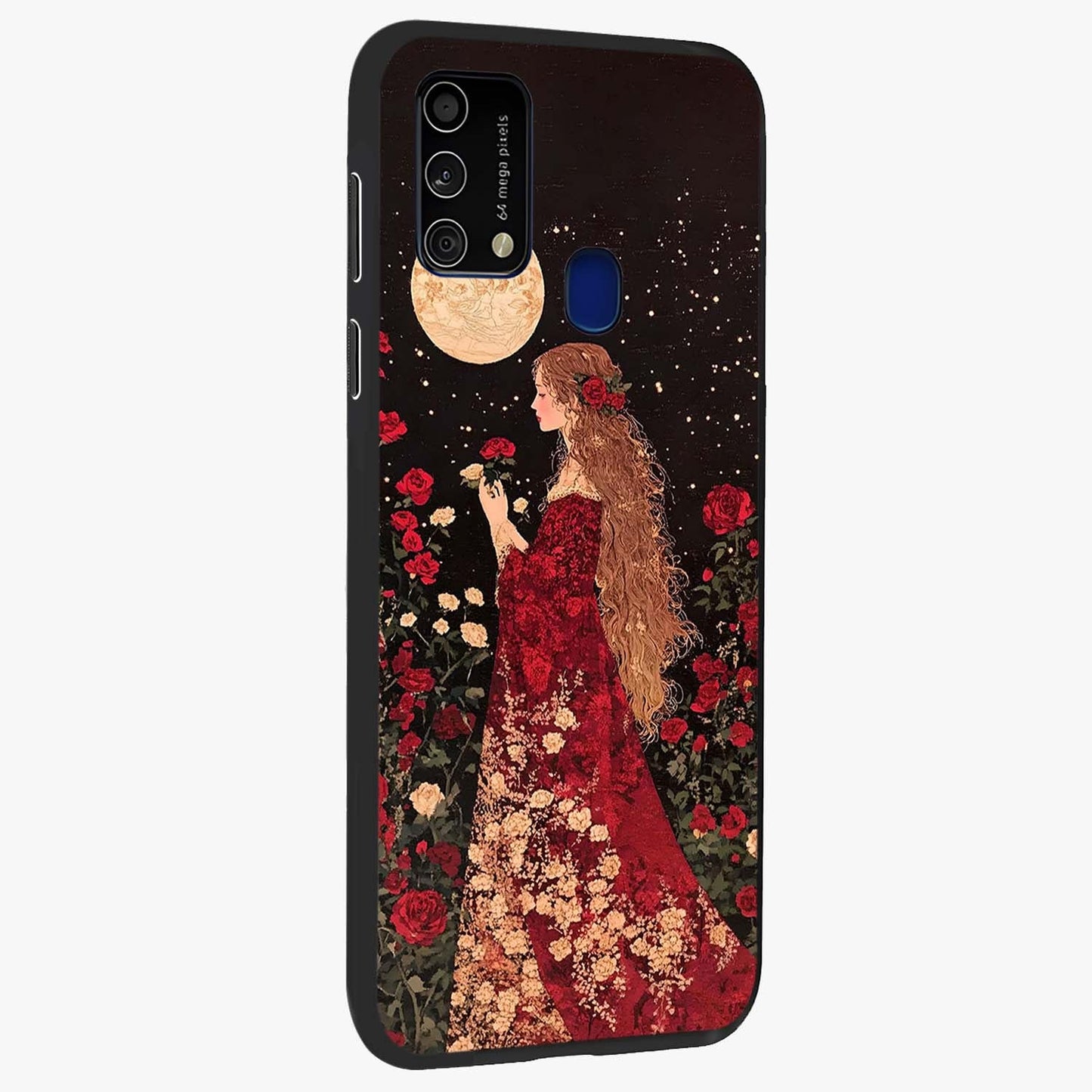 Crimson Dreams Glass Case upright view showcasing dreamy red toned artwork with modern aesthetic style.