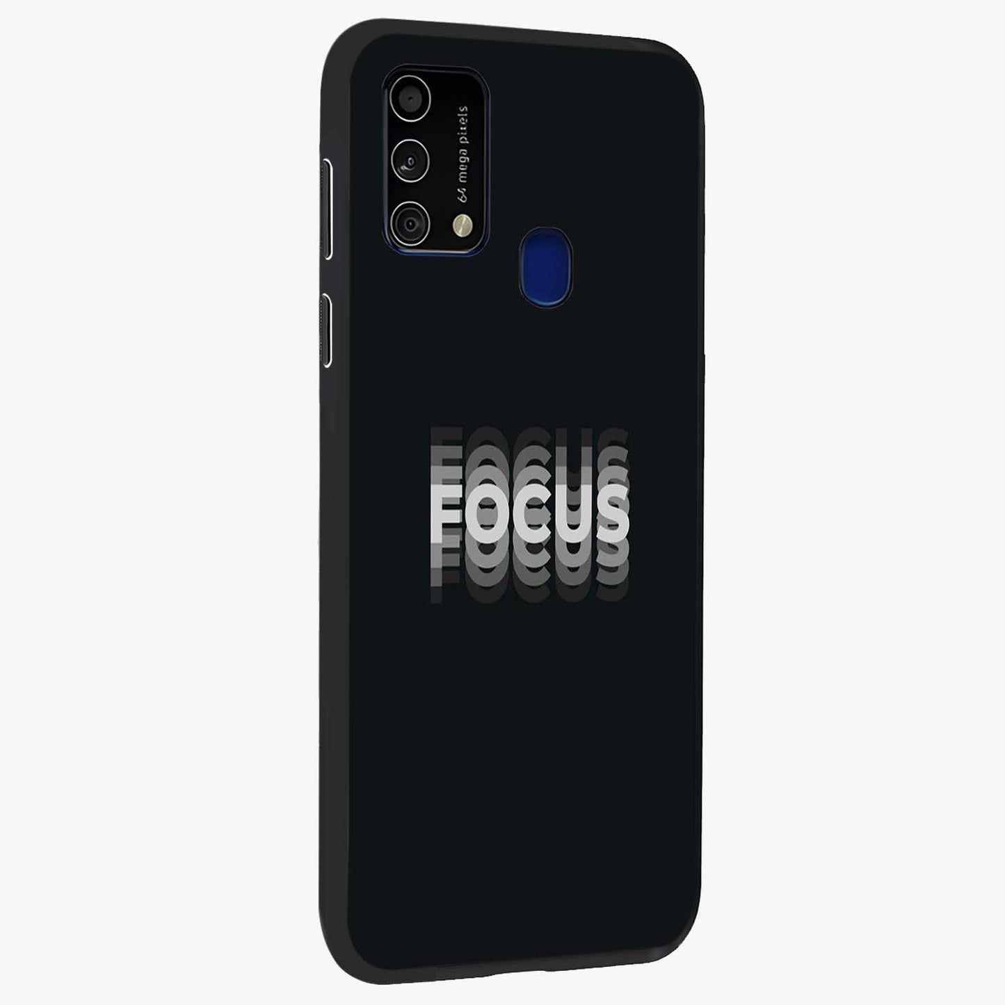 Focus Mode On Glass Case upright view showcasing strong typography statement with sleek motivational theme.