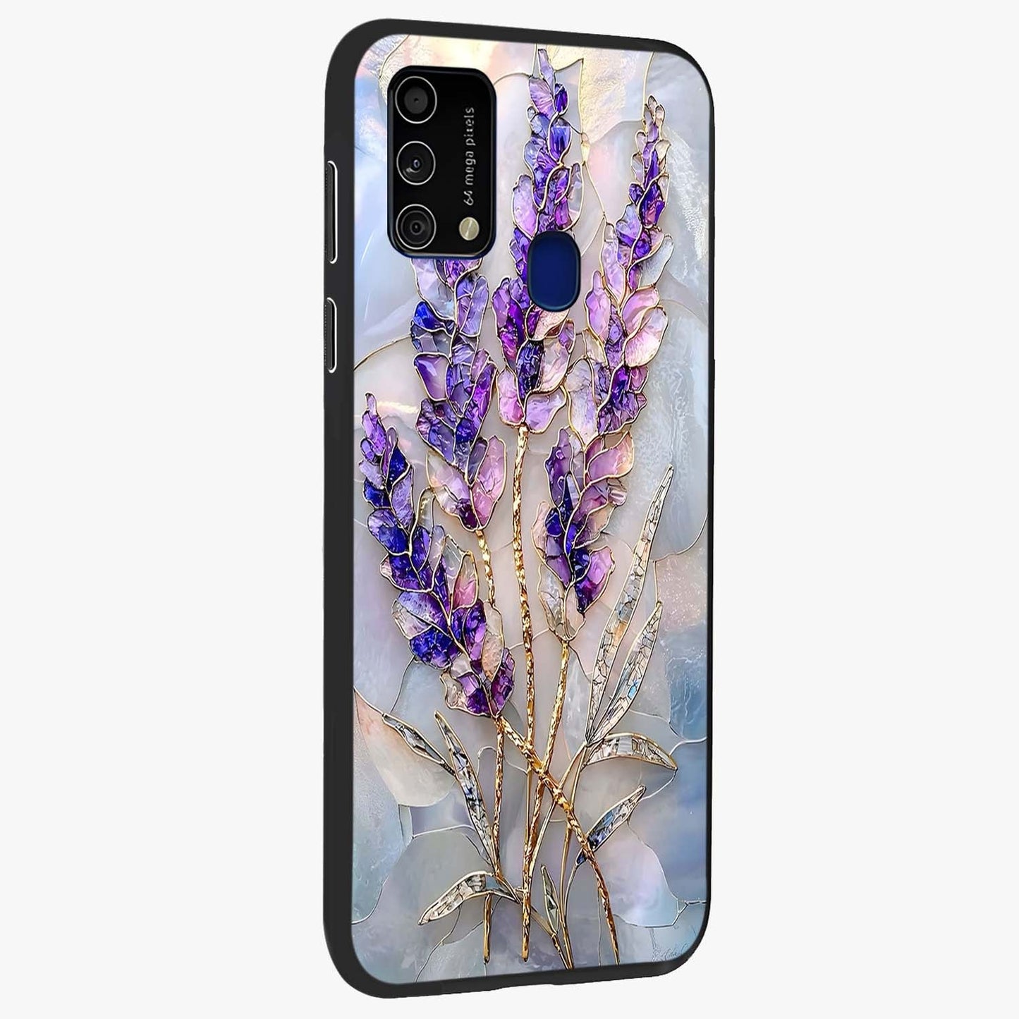 Lavender Dream Glow Glass Case upright view showcasing radiant lavender glow artwork with calming dreamy theme.