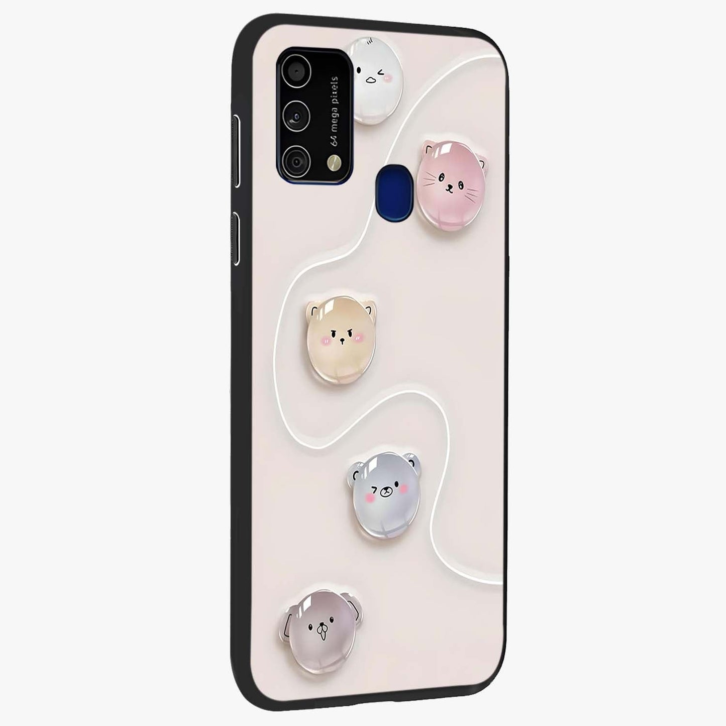 Puffy Face Parade Glass Case upright view showcasing adorable character artwork with cheerful animated theme.