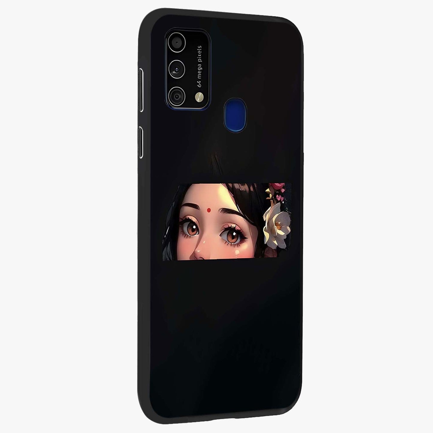 Radha Divine Embrace Glass Case upright view showcasing sacred Radha themed artwork with peaceful devotional style.