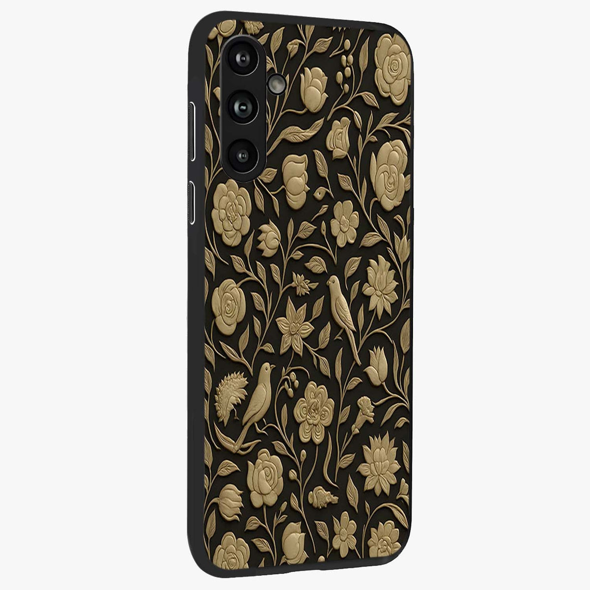 Golden Evil Eye Mandala Glass Case upright view showcasing decorative evil eye mandala artwork with spiritual aesthetic style.