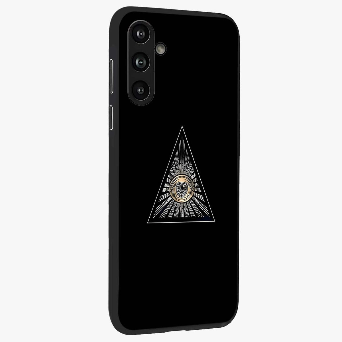 Illuminati Evil Glass Case upright view showcasing striking illuminati artwork with mysterious symbolic theme.