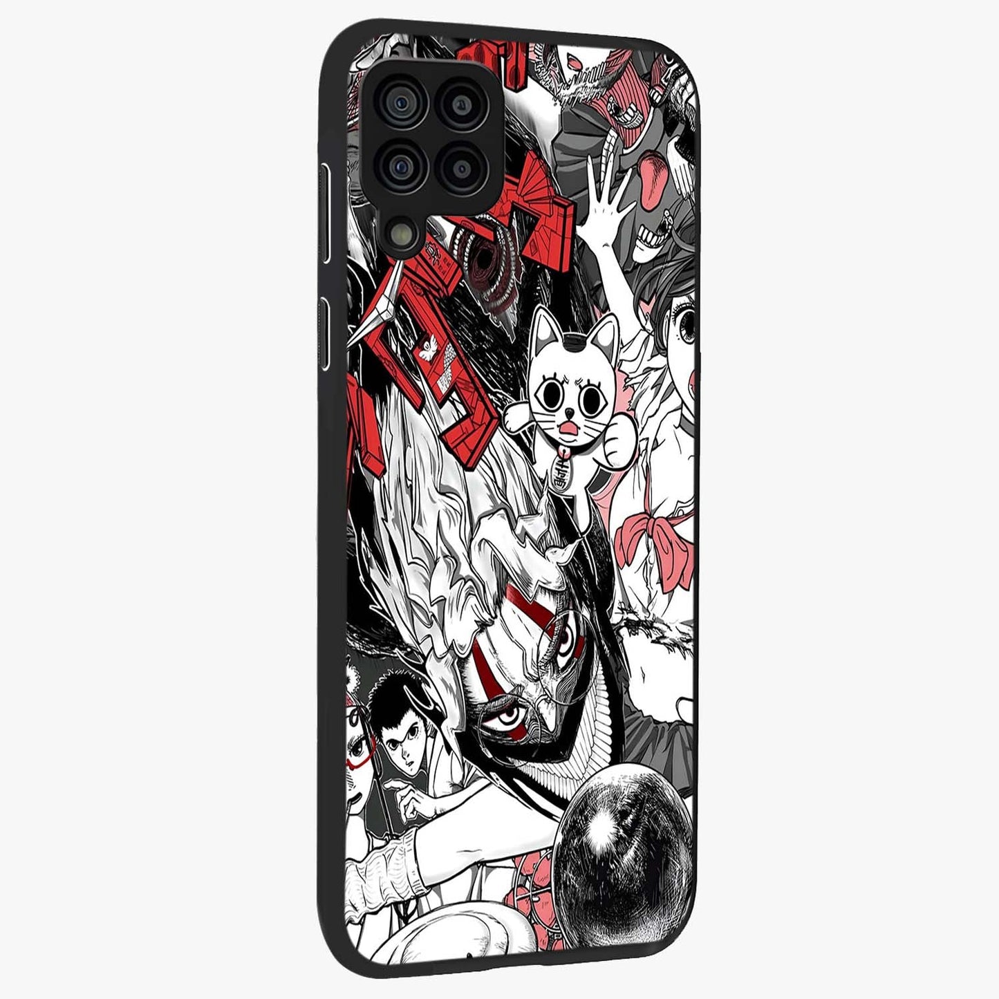 Crimson Chaos Panel Glass Case upright view showcasing intense crimson artwork with dramatic aesthetic style.