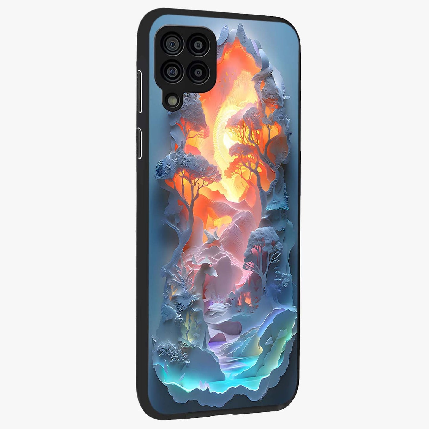 Glow Forest Portal Glass Case upright view showcasing enchanted forest portal artwork with fantasy nature theme.