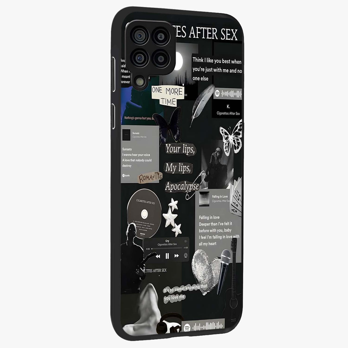 Midnight Love Echo Glass Case upright view showcasing expressive romantic artwork with dreamy midnight theme.