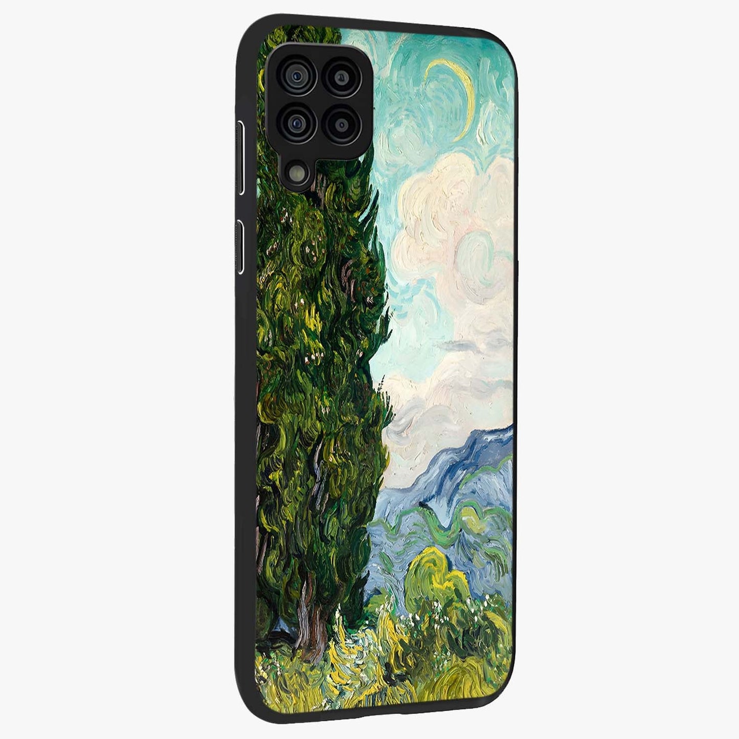 Van Gogh Vintage Art Glass Case upright view showcasing elegant vintage painting artwork with artistic heritage theme.