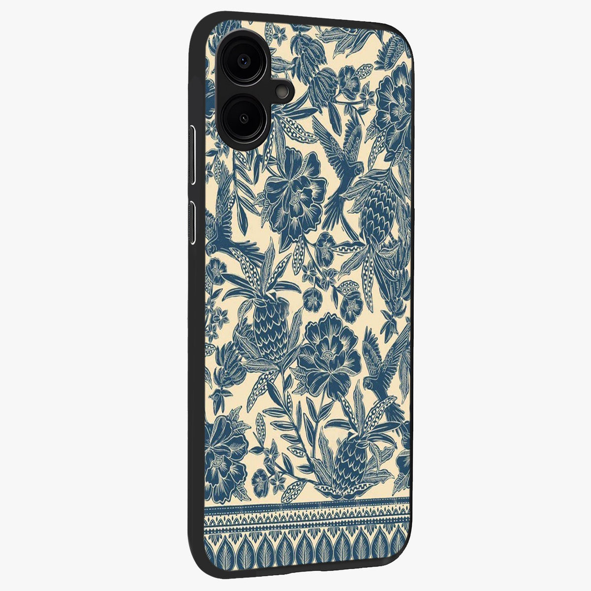 Heirloom Wild Bloom Glass Case upright view showcasing delicate wildflower artwork with timeless floral theme.