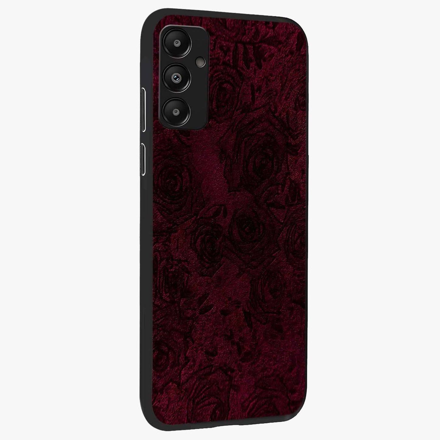 Crimson Fade Flow Glass Case upright view showcasing dynamic crimson flow artwork with stylish abstract theme.