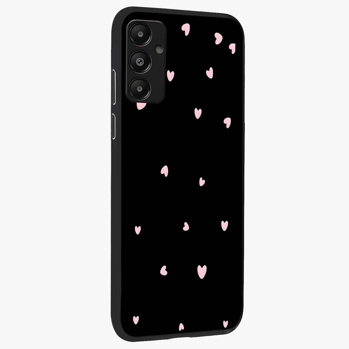 Pink Love Drops Glass Case upright view showcasing charming heart drop artwork with romantic playful theme.